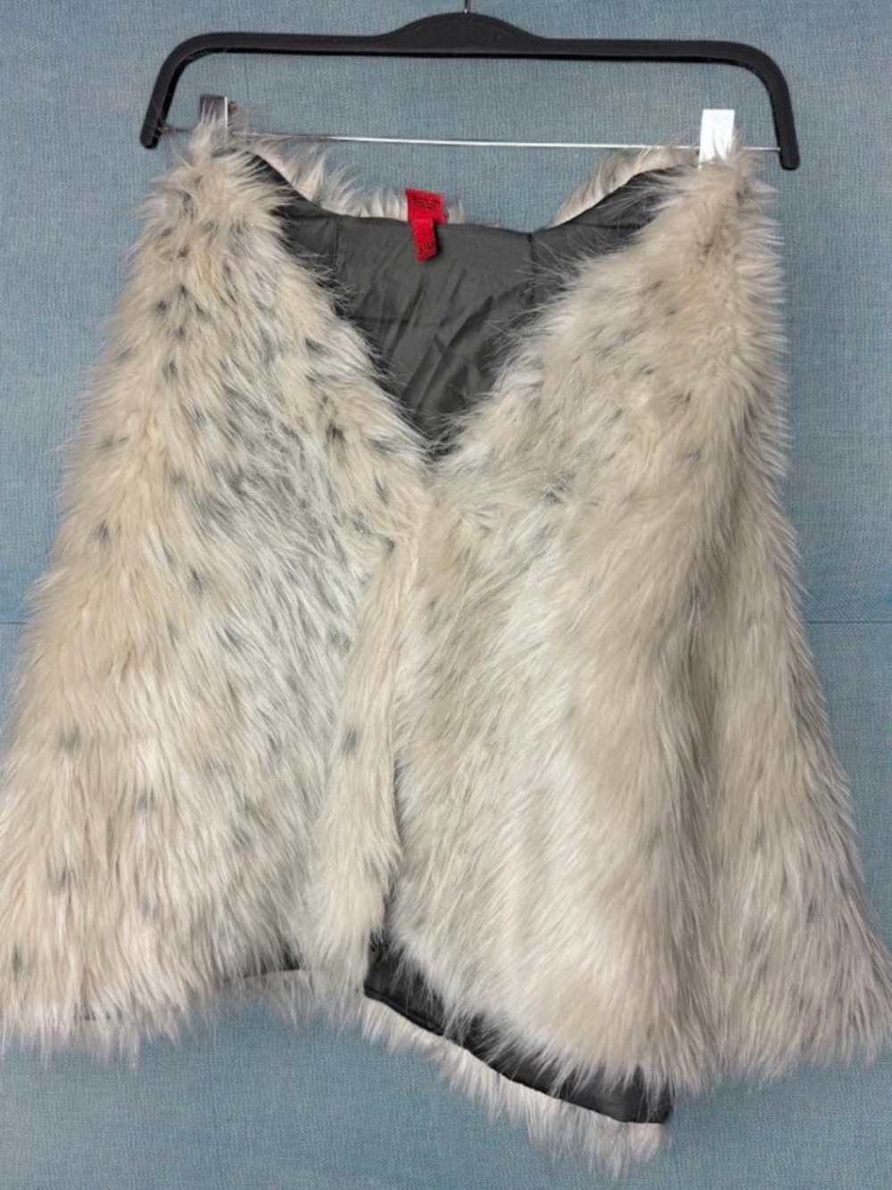 Saks Fifth Avenue Faux Fur Wrap in Cream and Gray